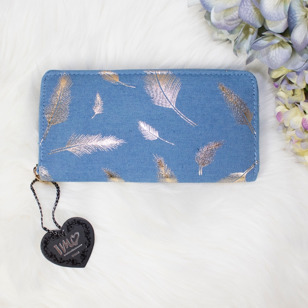 Gold feather wallet